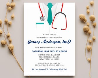 Medical School Graduation Invitation & Announcement | Medical Grad Invite | Healthcare Graduate Template | Doctor Celebration Card