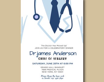 Doctor Promotion Party Invitation, Chief of Surgery Dinner Invite, Medical Career Milestone, Hospital Staff Celebration Template