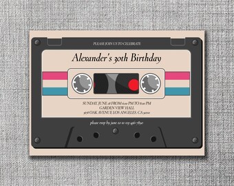 Retro Cassette Birthday Invitation: Editable Mixtape Party (Printable)