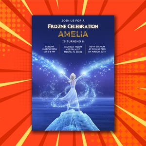 Gefrorene Eis Prinzessin Einladung, Elsa Geburtstag einladen, Gefrorene Feier Karte, Magische Thema Vorlage, Geschenke für Sie, personalisierte Geschenke