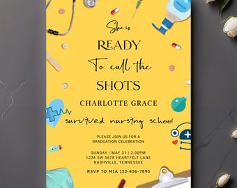 Nurse Graduation Invitation & Announcement | Medical Grad Card | Healthcare Celebration Template | Doctor-to-Be Party Card