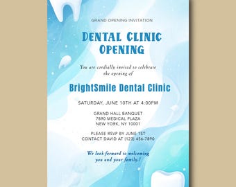 Dental Clinic Opening Invitation Template, Dentist Grand Opening Card, Editable Dental Event Invite, Digital Download