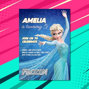 Gefrorene Geburtstagseinladung, Elsa Magie einladen, Eiskönigin-Feier-Karte, Let It Go Party-Vorlage, Geschenke für Sie, personalisierte Geschenke