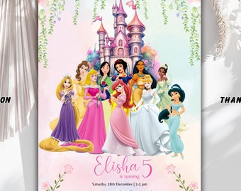 Princess Birthday Invitation: Pink & Gold, Royal Party (Digital)