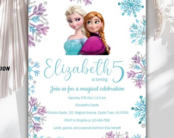 Editable Frozen Birthday Invitation: Elsa & Anna (Digital Invite)