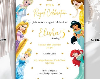 Pink & Gold Princess Birthday Invitation: Royal Celebration (Digital)
