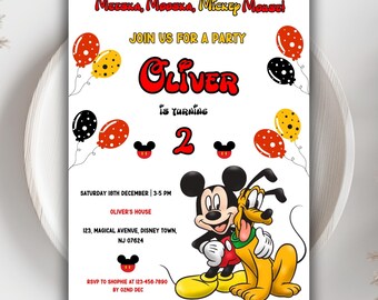 Mickey Mouse Twodles Invitation: Editable Birthday Invite (Digital)