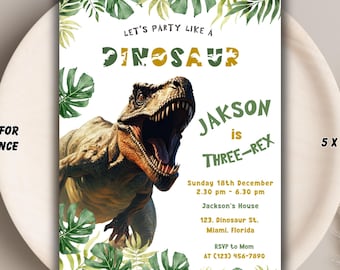 Dinosaur Birthday Invitation Template: T-Rex Party (Digital Download)