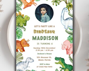 Dinosaur Birthday Invitation Template: T-Rex Party (Digital Download)