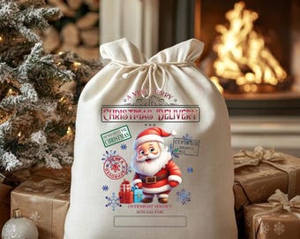 Personalized Christmas Santa Sack - Magic Gift Bag for Kids with Santa Claus, Custom Name, Holiday Decor Gift Bag