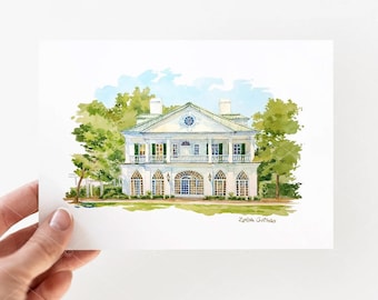 Lowndes Grove, Watercolor Venue, Charleston South Carolina Save The Date, Watercolor Invitation, Southern Bridal Shower, Rehearsal Dinner