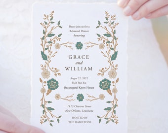 Literary Rehearsal Dinner Invitation, Love In The Library, Book Illustration