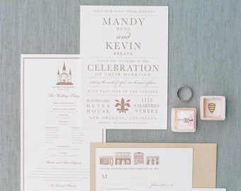 Wedding Invitation, Destination New Orleans Wedding Collection as featured on Borrowed and Blue