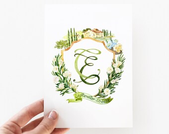 Commissioned Watercolor Crests, Tuscany, Borgo San Vincenzo