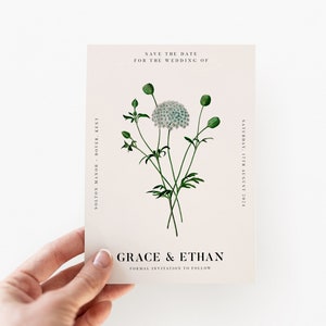 Vintage Botanische Abwehr das Datum, Queens Anne Lace Aquarell, klassische Orangerie und Gartenhochzeitsmitteilung