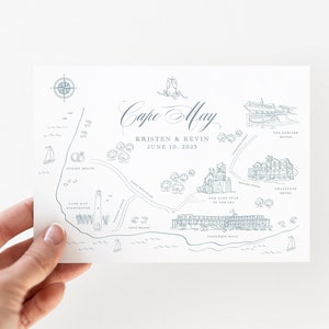 Cape May, New Jersey illustrierte Karte, Aquarell Veranstaltungsort Gemälde, Aquarell Wappen, Aquarell Karten, illustrierte Karten