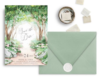 Woodland Forest, Botanical Garden, Save The Date, Boho Forest Invitation