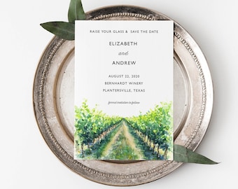 Watercolor Vineyard Save The Date, Vineyard Wedding Invitation