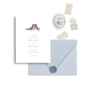 Eilean Dolan Castle Save The Date, Watercolor Scottish Destination Wedding