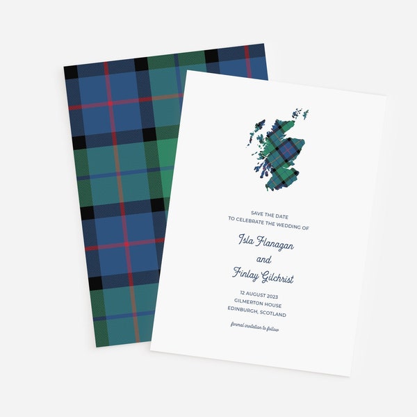 Scottish Tartan Save The Date, Scottish Destination Wedding