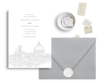 Destination Florence Save The Date, Featured in Brides Magazine, Wedding Invitation