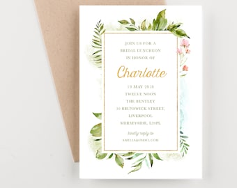 Garden Bridal Shower or Luncheon, Botanical Bridal Luncheon, Garden Party, Save The Date Wedding Invitation