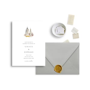 New York City Skyline Save The Date, Watercolor Manhattan Invitation