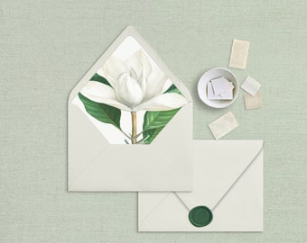 Envelope Liner Template, Southern Magnolia, Floral Liner Envelope Liner, Instant Download