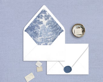 Envelope Liner Template, Delft Blue Envelope Liner, Instant Download