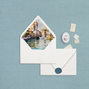 Envelope Liner Template, Lake Garda Italy, Watercolor, Instant Download