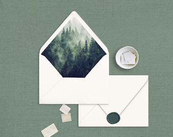 Modèle de doublure d’enveloppe, Photographie de forêt forestière, Téléchargement instantané