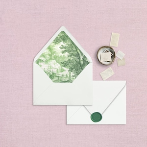 Envelope Liner Template, Vintage Green Toile  Envelope Liner, Instant Download