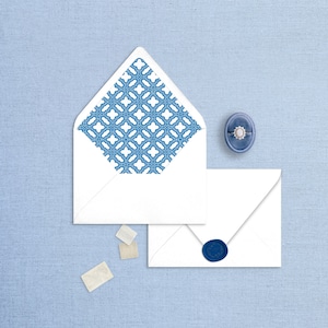 Envelope Liner Template, Blue Greek Key, Instant Download