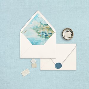 Envelope Liner Template, Lake Garda Italy, Watercolor, Instant Download