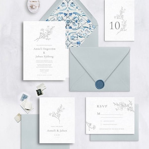 Floral Hand Sketched Invitation Suite, Wedding Announcements, Save The Date, Wedding Decor