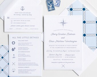 Compass Rose Wedding Invitation Collection, Wedding Announcement