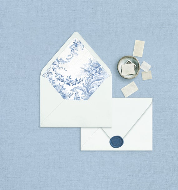 Envelope Liner Template Vintage Light Blue Damask Liner Etsy