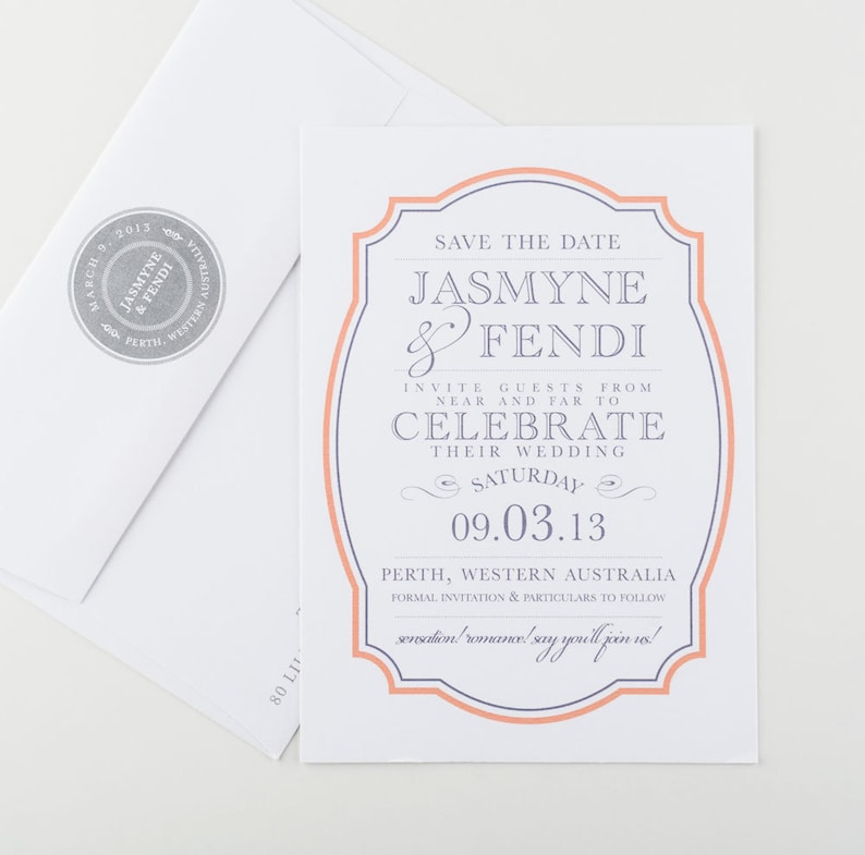Retro Stripe Vintage Frame Wedding Collection as featured by Merge Photography Wedding Invitation