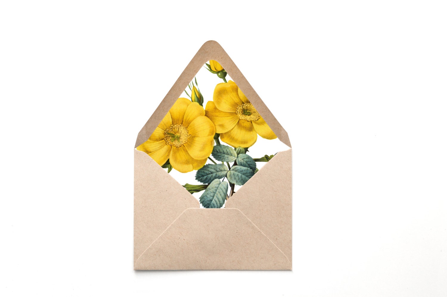 Envelope Liner Template Yellow and Green Botanical Print Etsy