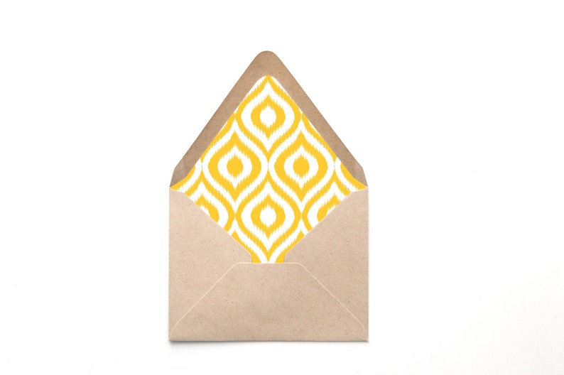 printable custom envelope liner template yellow ikat pattern etsy
