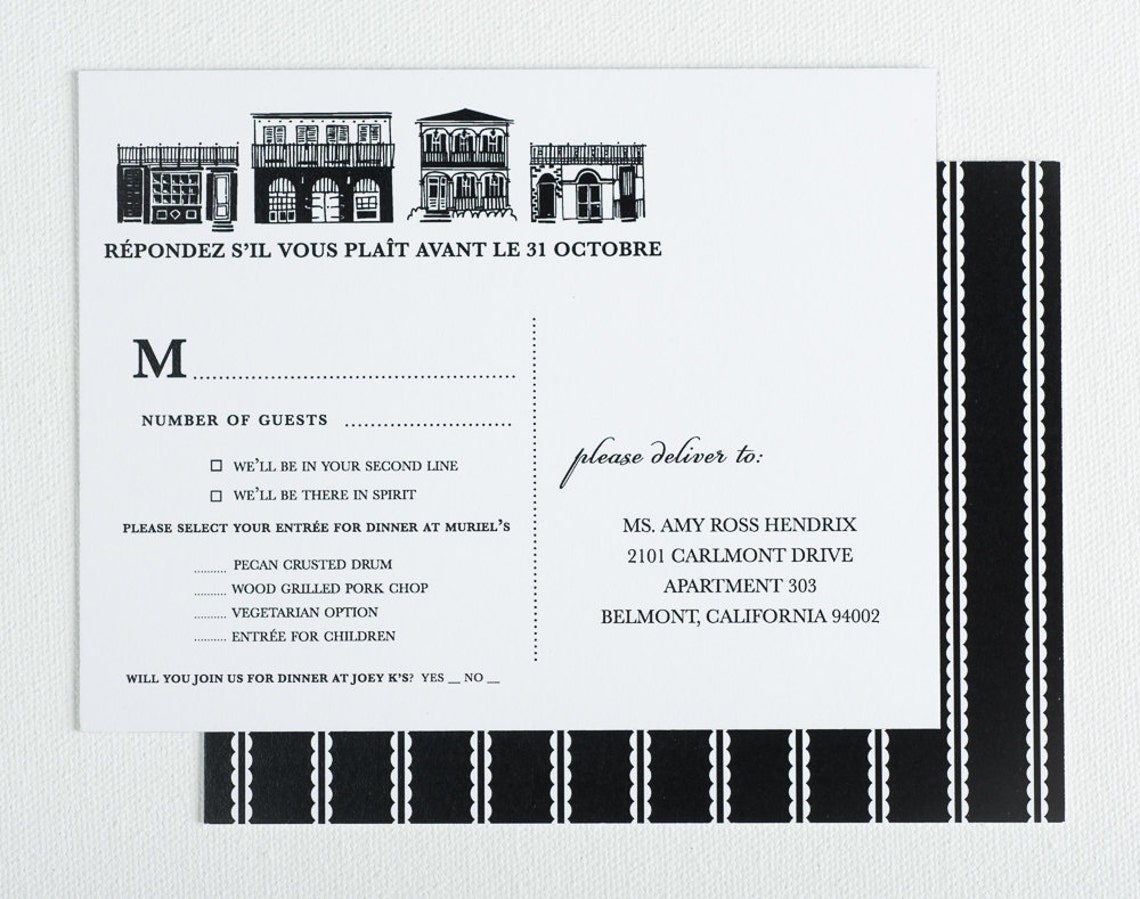 Wedding Invitation Destination New Orleans Wedding Collection Etsy