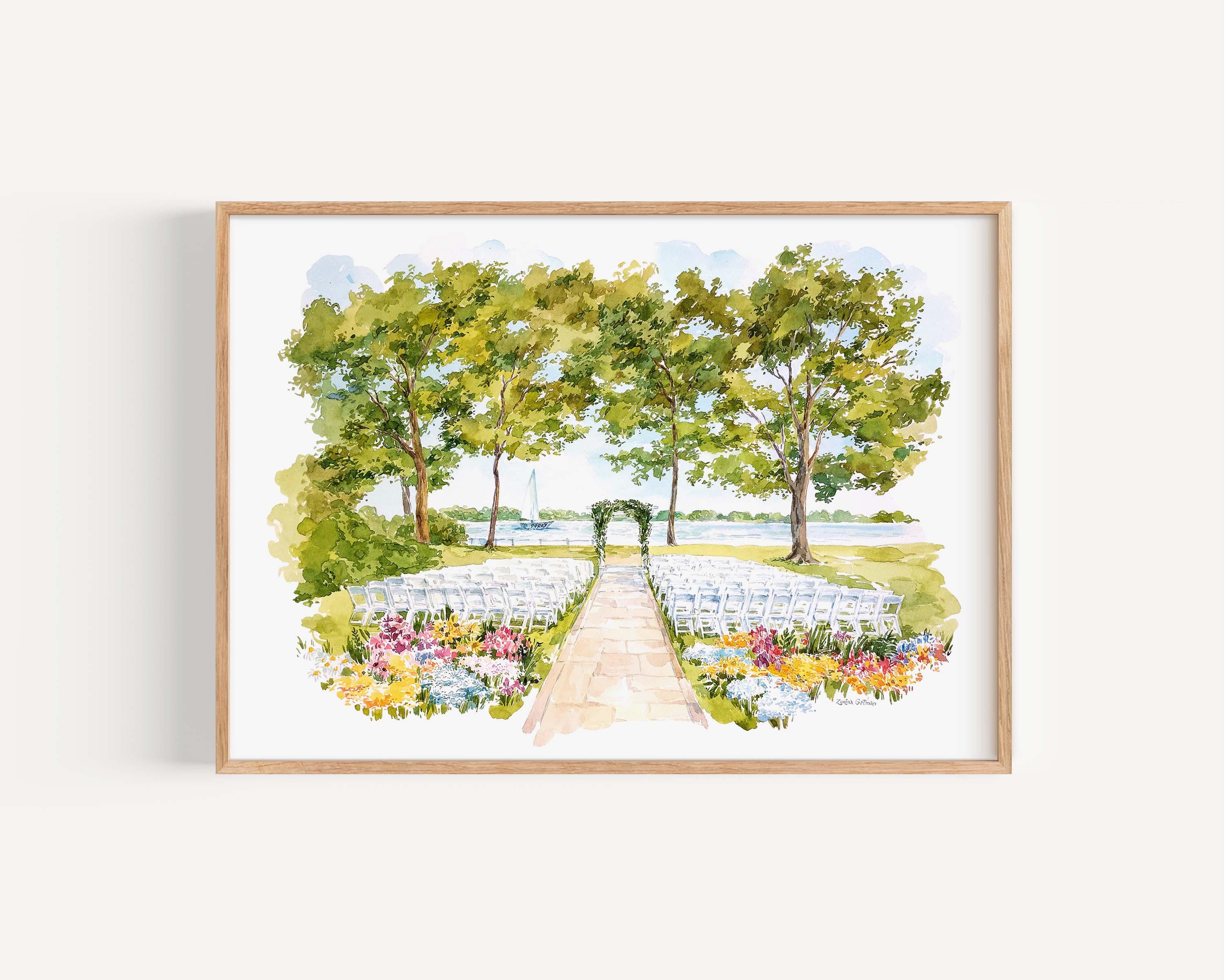 Pen Ryn Estate - River’s Edge Garden Pavilion, Watercolor Artwork, Wedding Venue