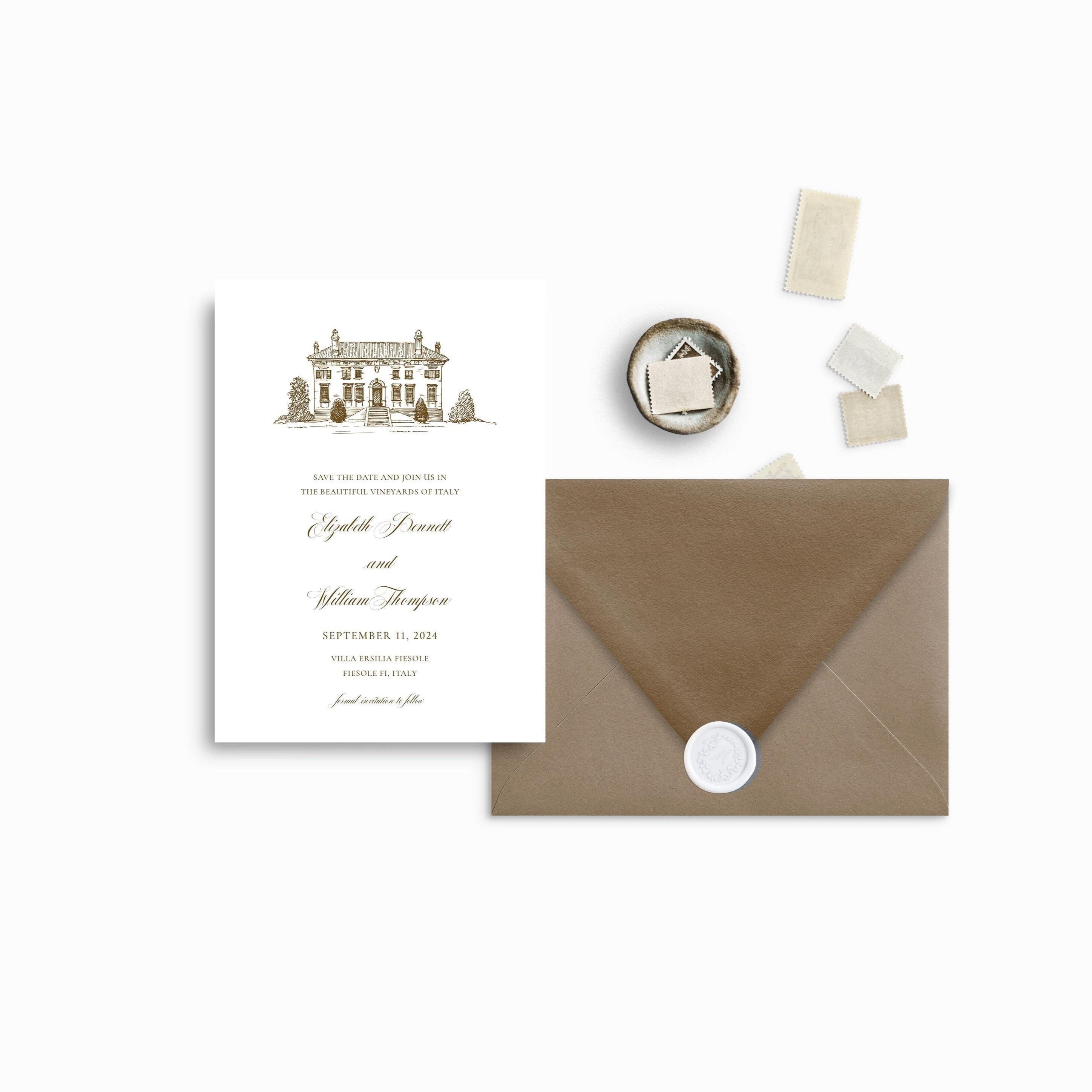 Italian Vineyard Save The Date, Featured in Brides Magazine, Wedding Invitation