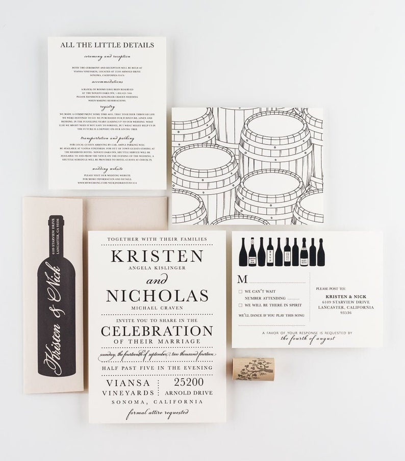 Vineyard & Wine Wedding Invitation Collection, Wine Tasting image 1