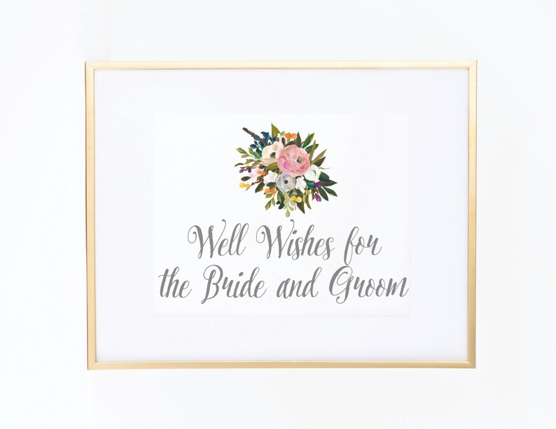  Wedding Sign Well Wishes for the Bride and Groom Floral Etsy