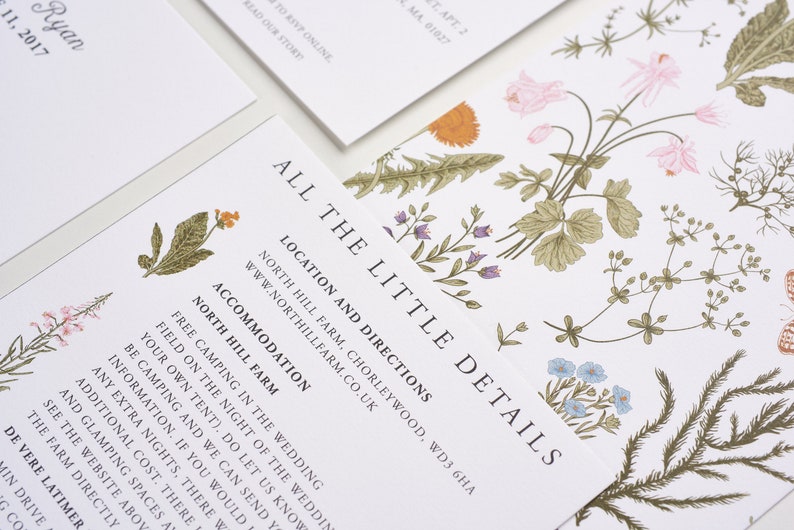Wildflower Wedding Invitations, Bohemian Wedding Theme, Floral Wedding Announcement image 5