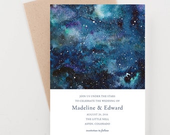 Under The Stars Save The Date, Watercolor, Outdoor Reception, Bridal Shower