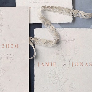 Hand Sketched Minimal Floral Wedding Invitation Collection, Botanical English Invitation image 3