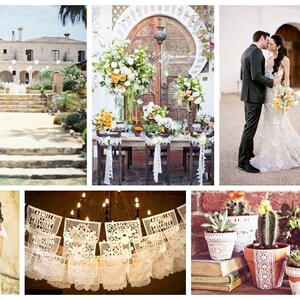 Wedding Invitation, Fiesta Papel Picado Banner Wedding Collection, Spanish Themed Wedding as featured by New Mexico Wedding Magazine image 3