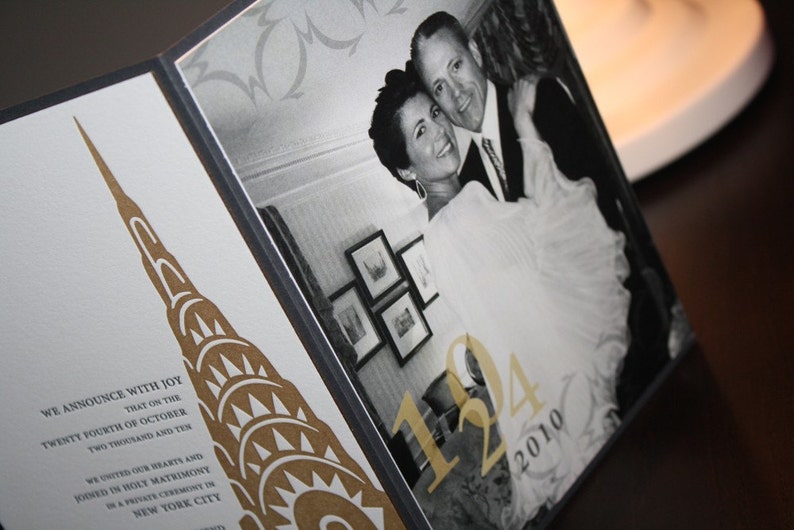 Wedding Invitation, Art Deco New York Letterpress Collection image 5